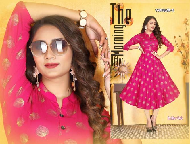 Beauty Queen Popular 2 Casual Daily Wear Rayon Printed  Anarkali Kurti Collection